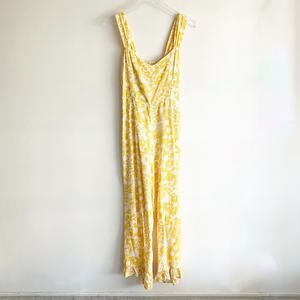 Faithfull the Brand 4 Kabash Jumpsuit Romper Yellow Floral Print Ruffle Cropped